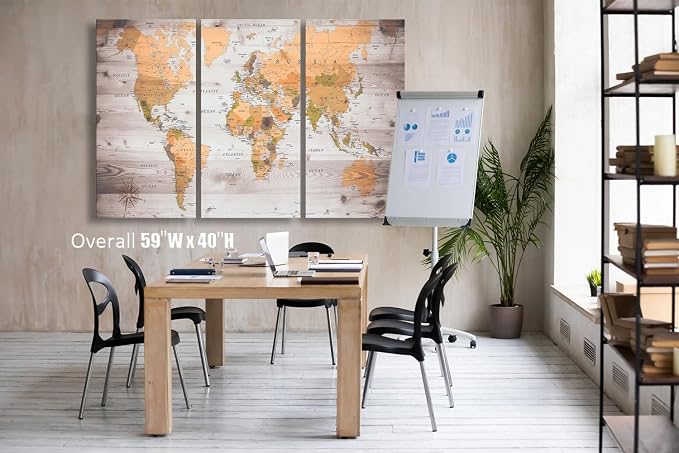 Large world map poster can be directly hung 40"x20"x3 modern framed wall art - Image 3