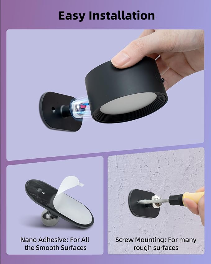 Wall Mounted Lights, 2 Pack Rechargeable RGB Color Changing Light, 3 Color - Image 9