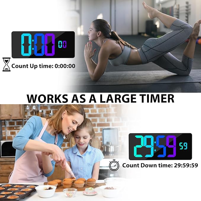 18" Digital Wall Clock Large Display, 11 RGB Color Changing Large Digital Wall - Image 6