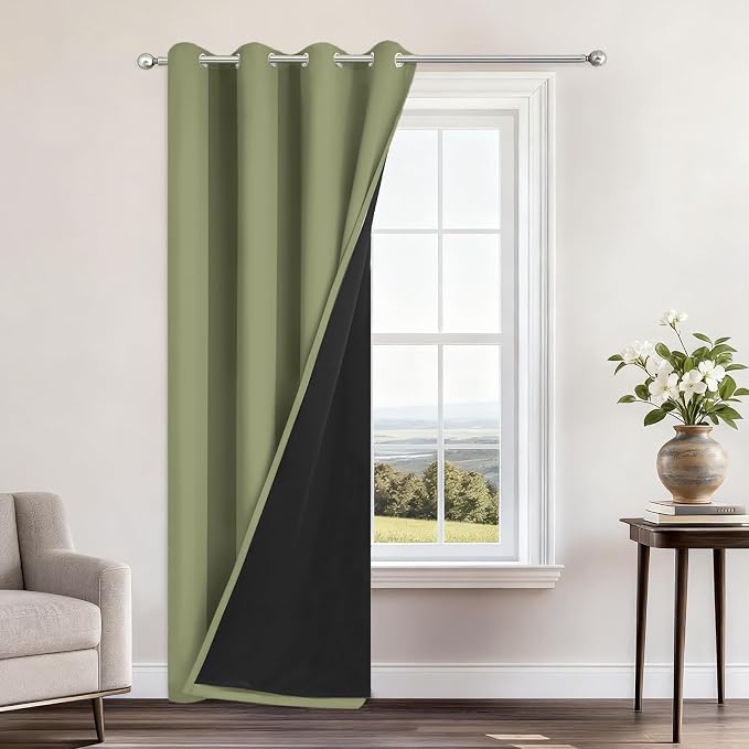 Yakamok 100% Blackout Curtains 96 Inches Long, 2 Thick Layers Heat and Full by Yakamok