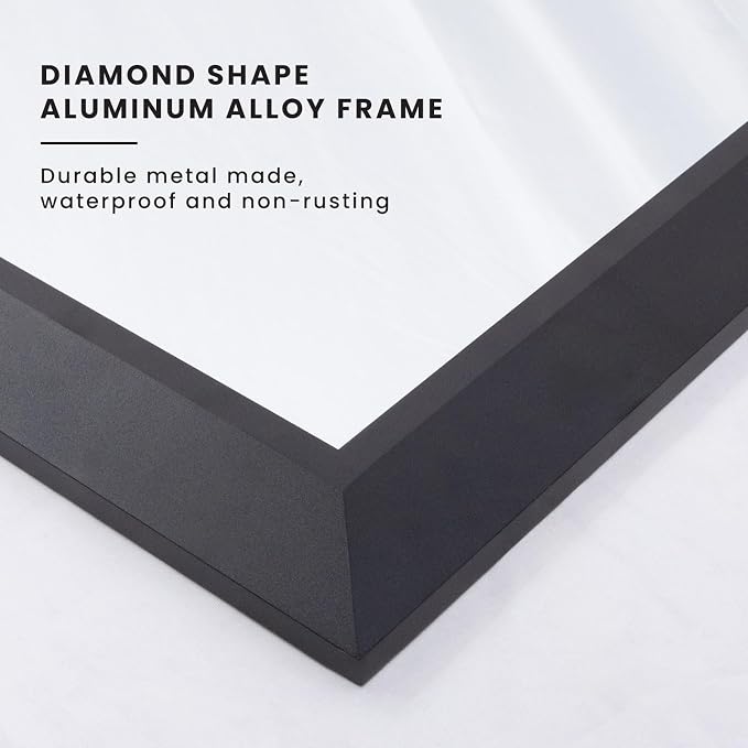 Amorho Bathroom Mirror Black, 60x40 Inch Thick Metal Framed Wall Mirrors - Image 6