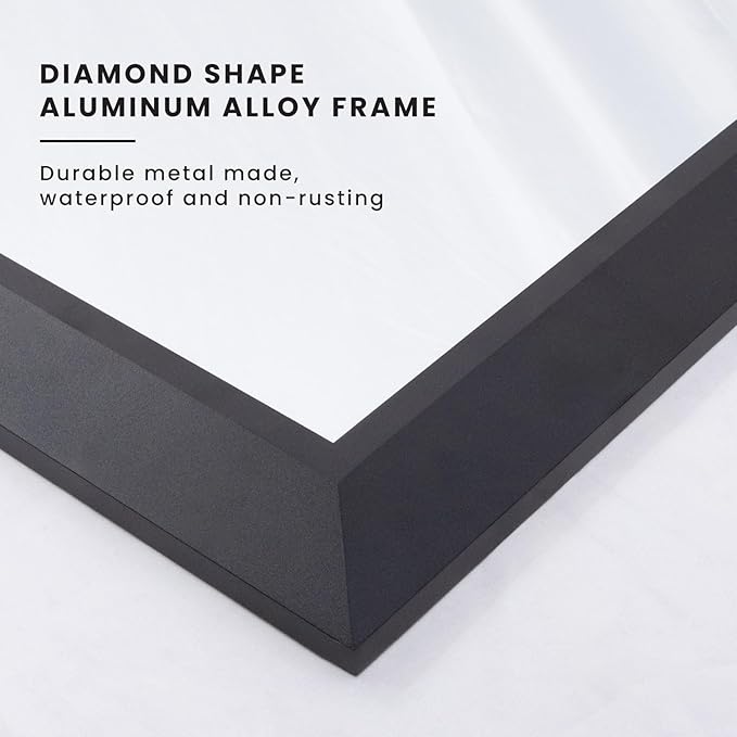 Amorho Black Bathroom Mirror, 36x36 Inch Thick Metal Framed Wall Mirrors - Image 2