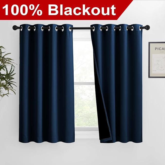 NICETOWN 100% Blackout Blinds, 46 inches x 45 inches, Laundry Room Decor Window - Image 2