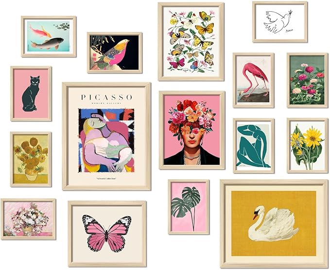 ANERZA 16 PCS Eclectic Wall Art Decor, Modern Maximalist Wall Prints by ANERZA