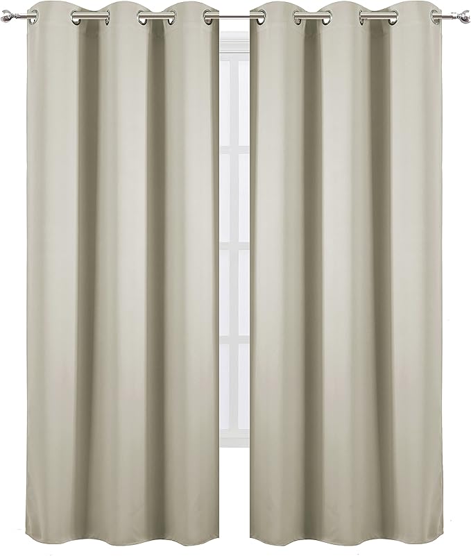 LEMOMO Light Beige Thermal Blackout Curtains/42 x 84 Inch/Set of 2 Panels Room - Image 2
