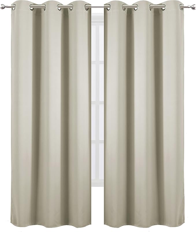 LEMOMO Light Beige Thermal Blackout Curtains/42 x 95 Inch/Set of 2 Panels Room - Image 2