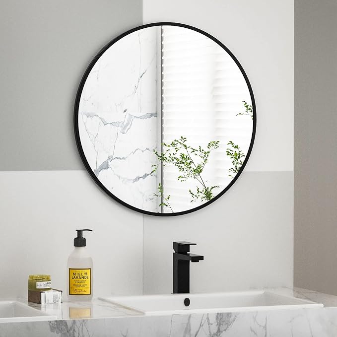 HARRITPURE Round Mirror 23.6" Black Wall Mounted Circle Mirror - Image 8