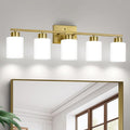 FonmYim Brushed Gold Bathroom Light Fixtures, 5-Light Modern Vanity Light Over by FonmYim