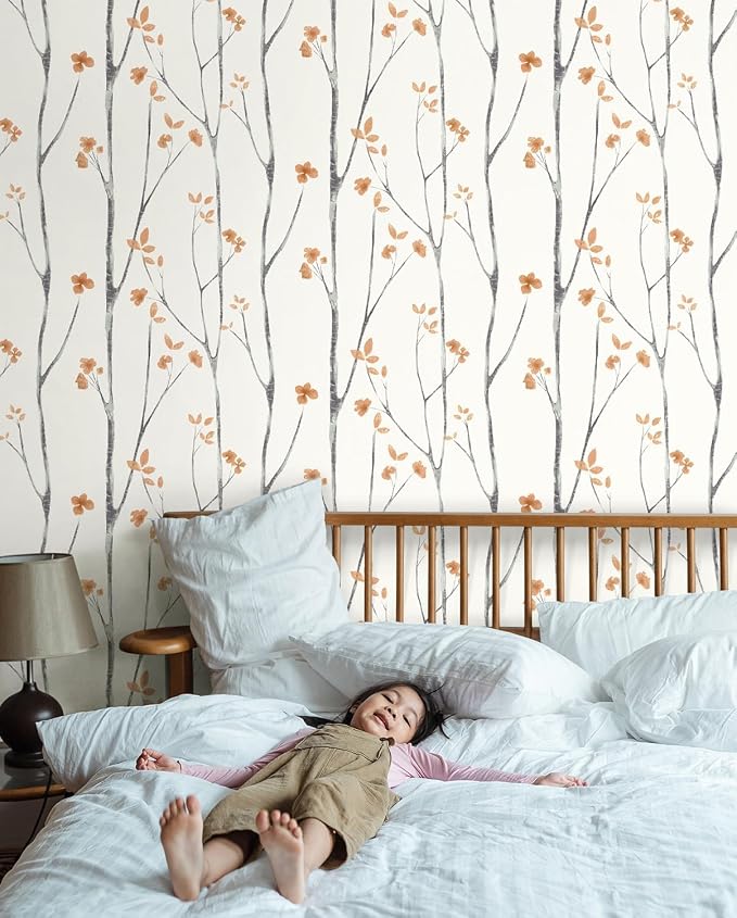 Timeet Boho Peel and Stick Wallpaper Floral Wall Paper Tree Contact Paper White - Image 5