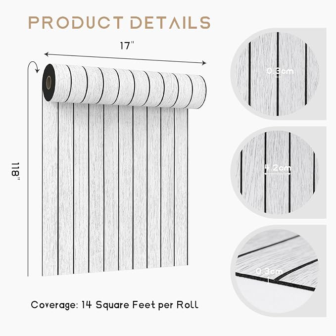 VEELIKE Whitewashed Oak Wood Wall Panel Peel and Stick Foam Slat Panels - Image 8