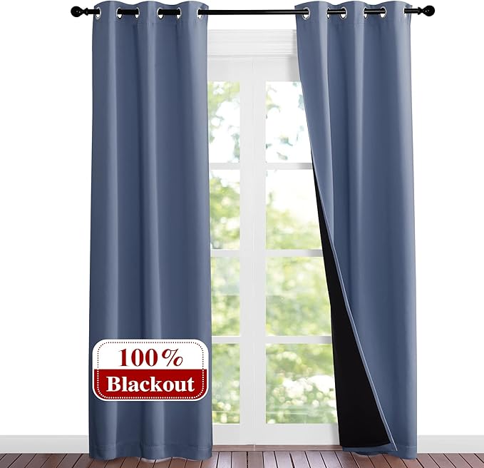 NICETOWN Full Shade Curtain Panels 84 inches Long, Pair of Energy Smart & Noise by NICETOWN