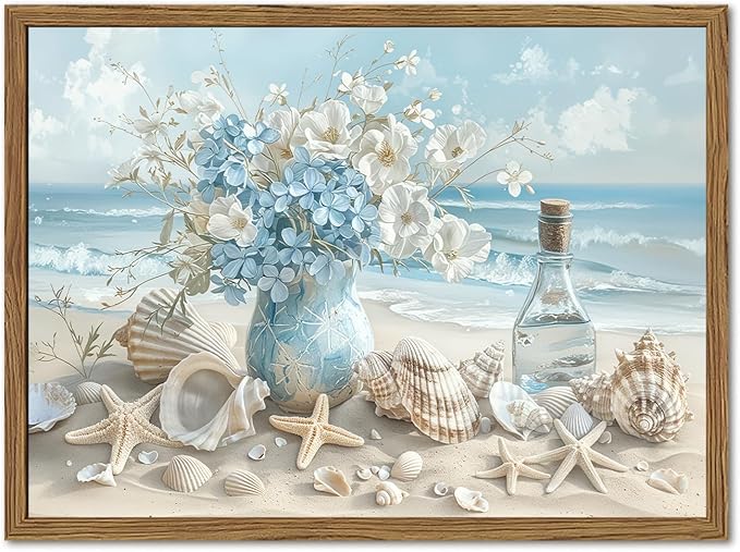 Framed Beach Canvas Wall Art, Ocean by Unknown
