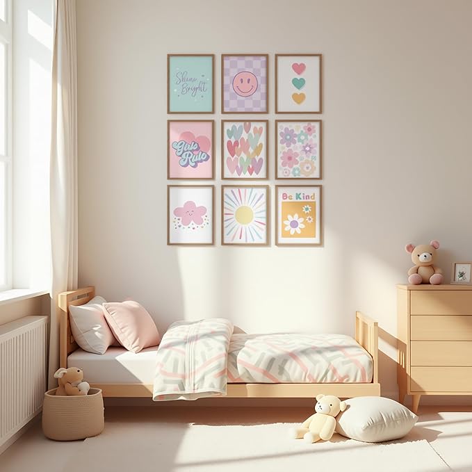 tgguytiy 9 Pcs Girls Room Wall Art Set, Cute Inspirational Nursery Decor - Image 4