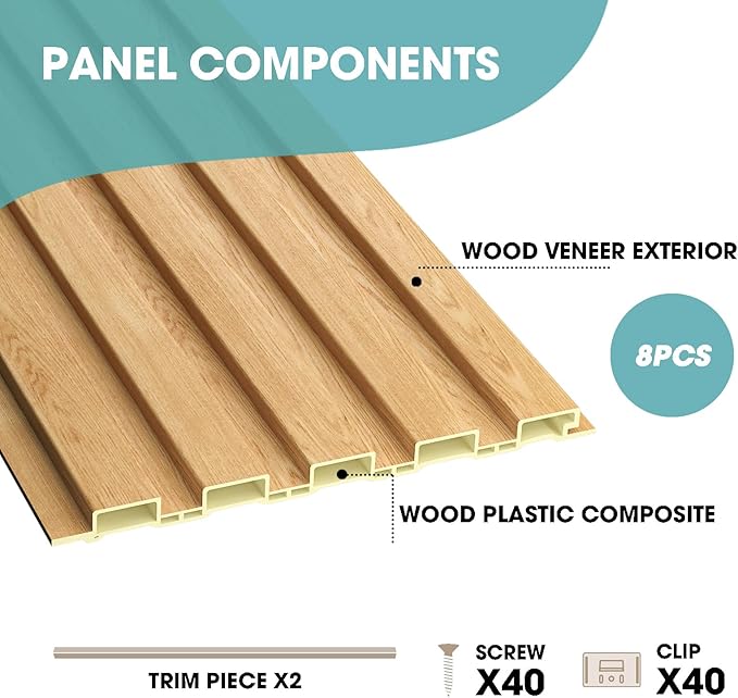 OUZUGIE WPC Acoustic Slat Wall Paneling, Living Room, TV Background, Study Room - Image 4