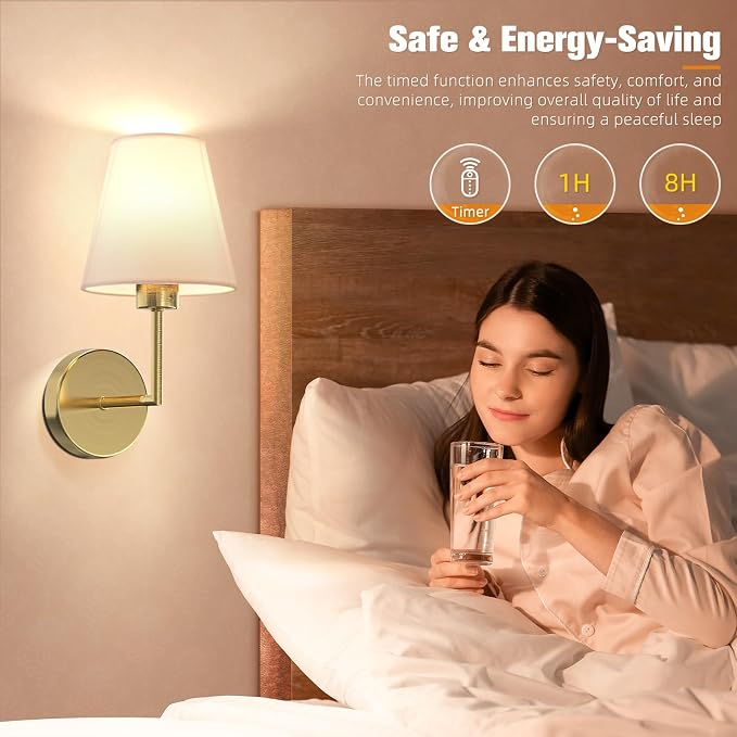 NIORSUN 13.8 inch Battery Operated Wall Sconce Set of 2, 9 Colors Wireless - Image 6