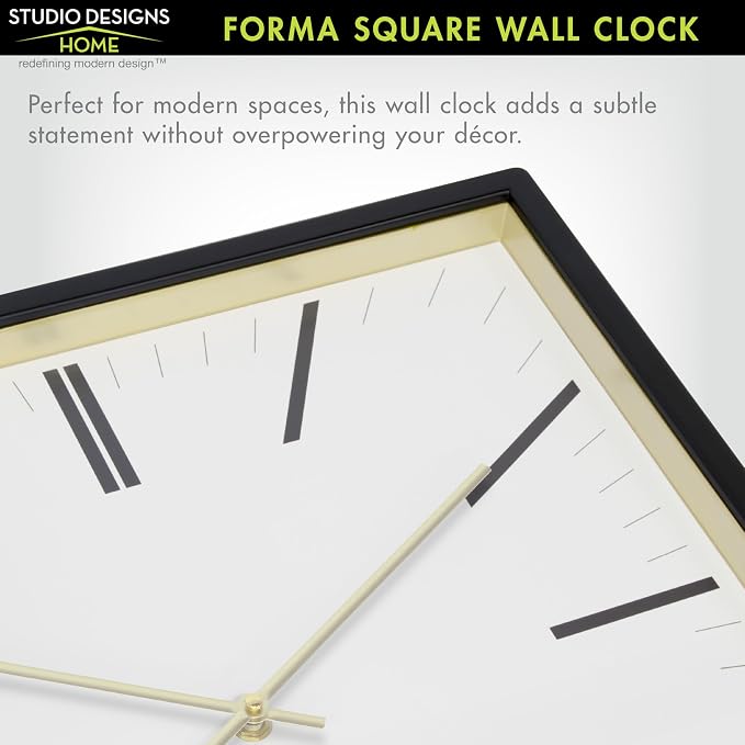 Forma Square Modern Wall Clock, Quartz Movement, Glass Face, Contemporary - Image 6