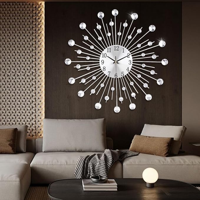 Large Wall Clock for Living Room Decor Non-Ticking Quiet Metal Quartz Clocks - Image 7