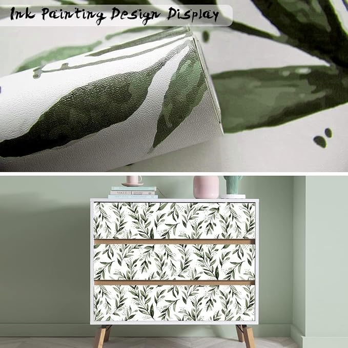 Livebor Green Leaf Wallpaper Peel and Stick Olive Leaf Contact Paper 17.7inch x - Image 5