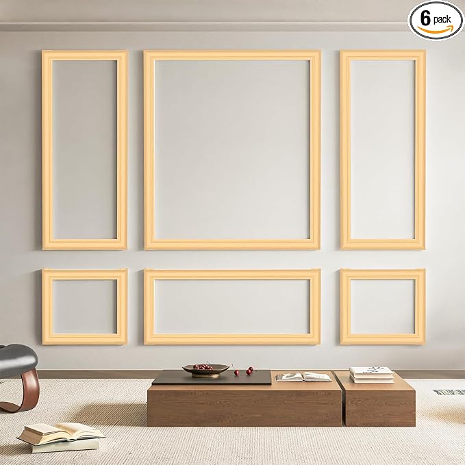 Art3d Pre-Cut Wall Molding Set of 6 pcs, Ready-to-Assemble Wainscoting Panels by Art3d