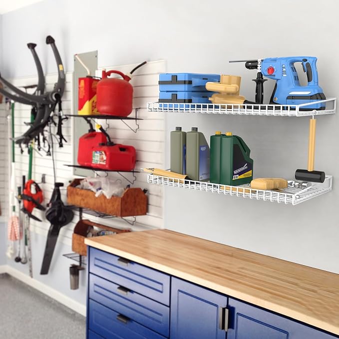 WALMANN 2 Pack Garage Wall Shelf, 23.5" x 12" Wall-Mounted Storage Shelves - Image 2