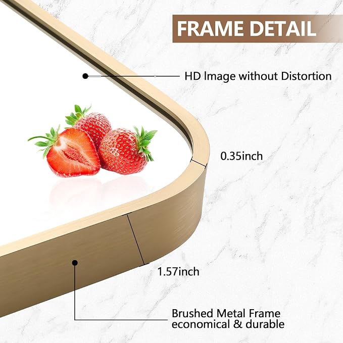 Gold Mirror, 20x28 Inch Framed Rectangle Mirror - Image 3