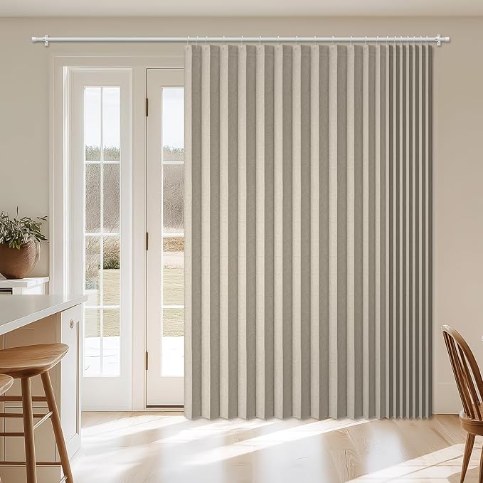 AJAZZ Blackout Accordion Door Curtain 98"x78" Cream White - Image 9