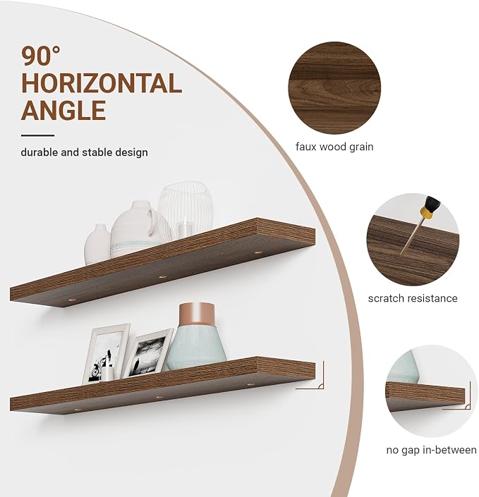 Heimlove Floating Shelves for Wall 48 Inches Long, 9.3" Deep Walnut Floating - Image 5