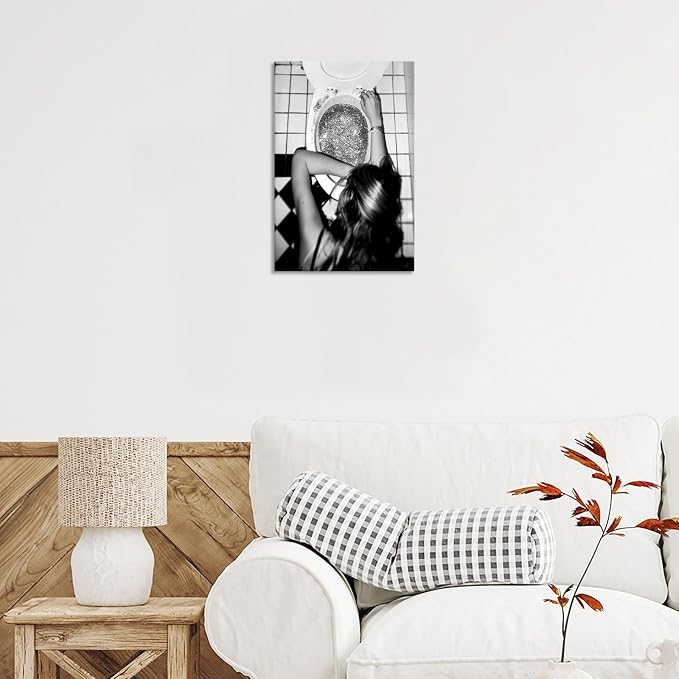 Funny Bathroom Wall Art Black and White posters Bar Disco Party prints painting - Image 5