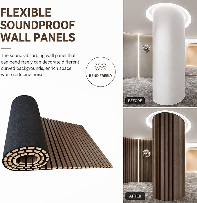 94.5 x 23.6 in Acoustic Wood Wall Panels, 3D Flexible Soundproof Absorbing - Image 6