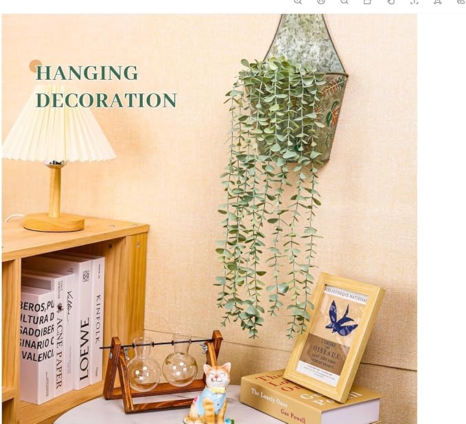 Der Rose 1Pcs Fake Plants Hanging Artificial Potted Faux Eucalyptus Plants - Image 4