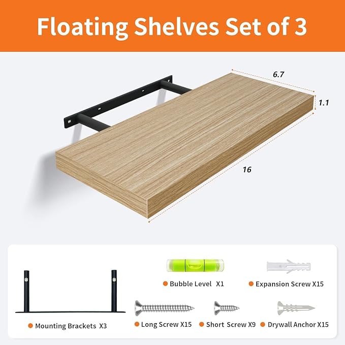 Upassion Floating Shelves for Wall Set of 3, Frame Display Floating Shelf for - Image 3