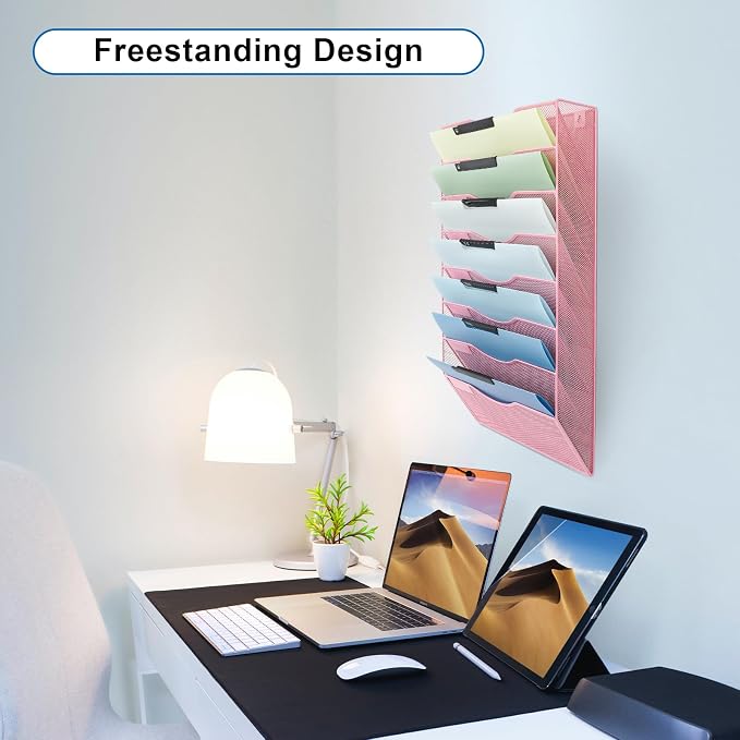 EASEPRES 8 Pocket Mesh Hanging Wall File Organizer, Wall Mounted Mail Paper - Image 7