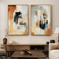 Large Framed Neutral Abstract Wall Art, Minimalist Colorful Pictures by Cuspin