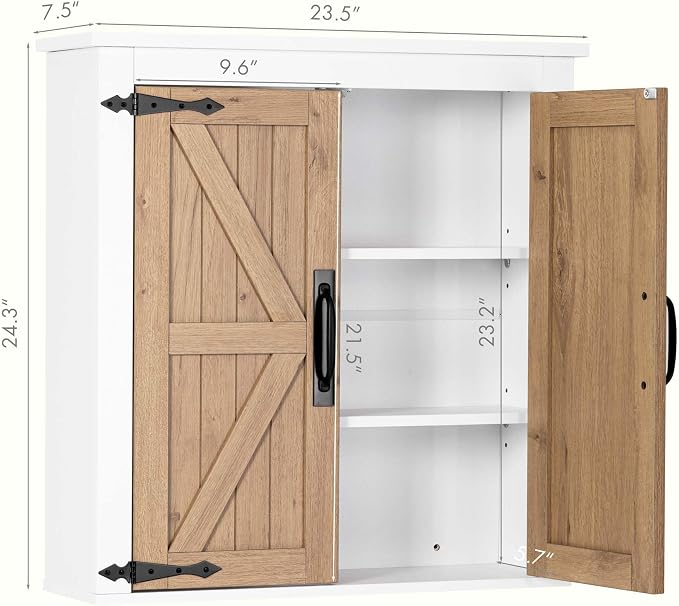 Spirich Bathroom Wall Cabinet Over Toilet, Farmhouse Wall Mounted Medicine - Image 2