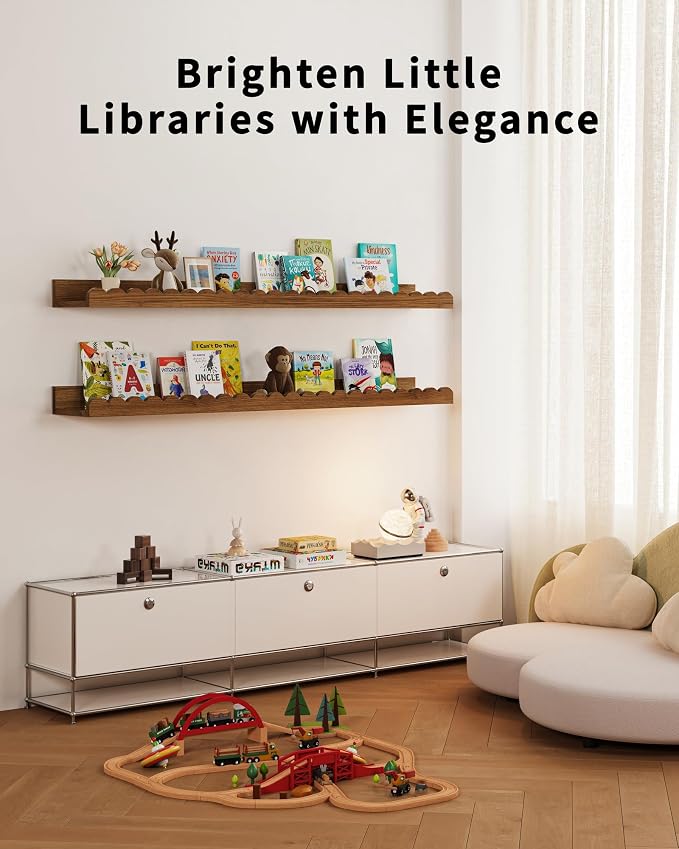 Shario Nursery Book Shelves, Scalloped Shelves, Wall Book Shelves - Image 4
