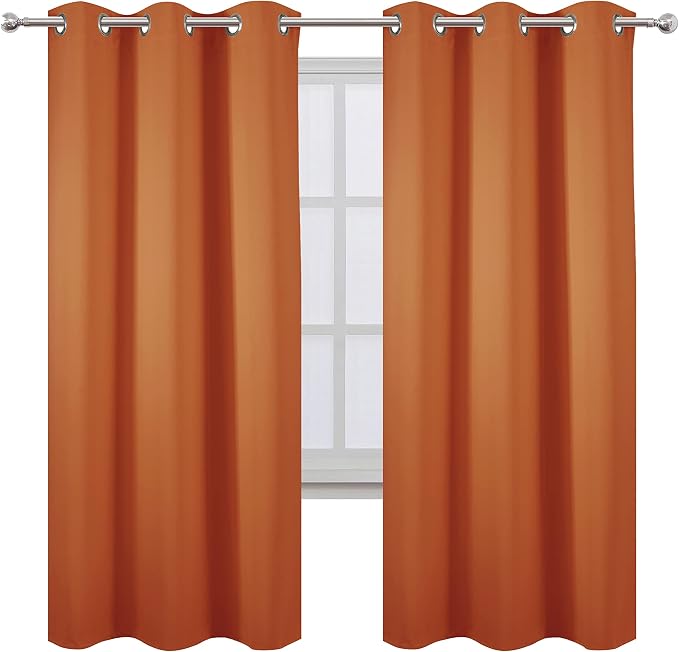 LEMOMO Orange Thermal Blackout Curtains/42 x 72 Inch/Set of 2 Panels Room - Image 2