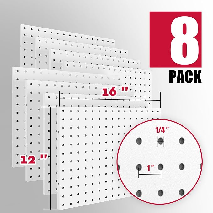 Spampur Peg Board, 8 Pack Metal PegBoard Organizer - Image 3