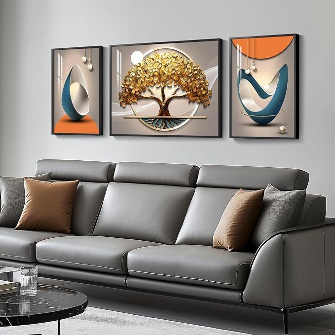 Cuspin Modern Luxury Large Wall Art Set of 3 Bright Style Abstract Paintings - Image 2