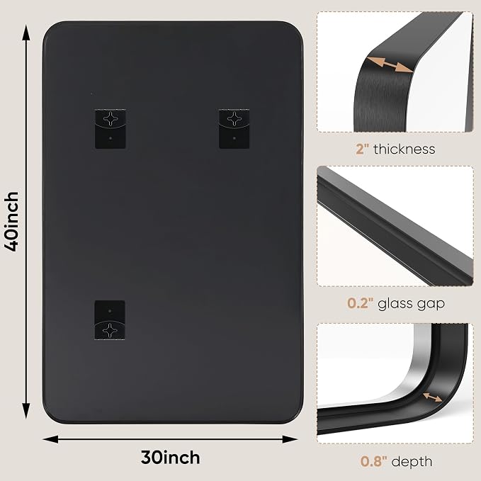 NEWBULIG 30X40 Inch Bathroom Wall Mirror, Vanity Bathroom Mirrors - Image 2