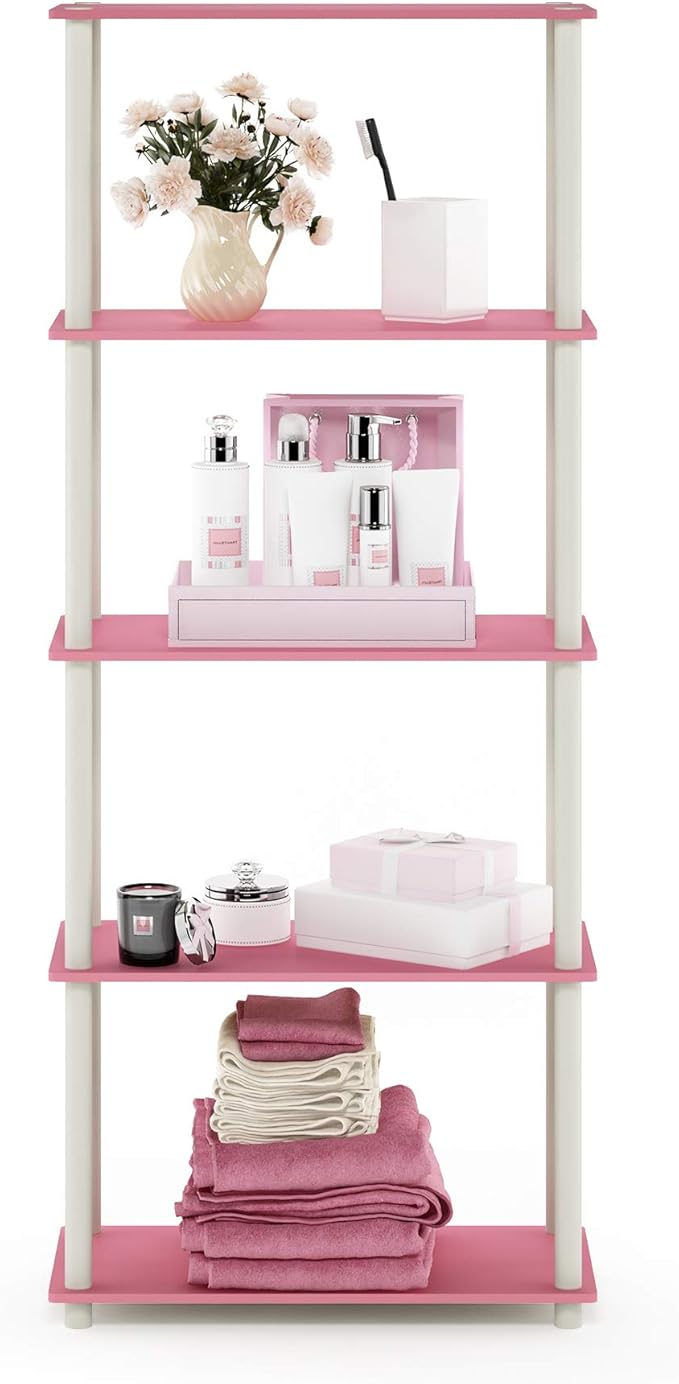 Furinno TURN-N-TUBE Storage Shelves, 5-Tier Book Shelf, Corner Shelf, Toolless - Image 4