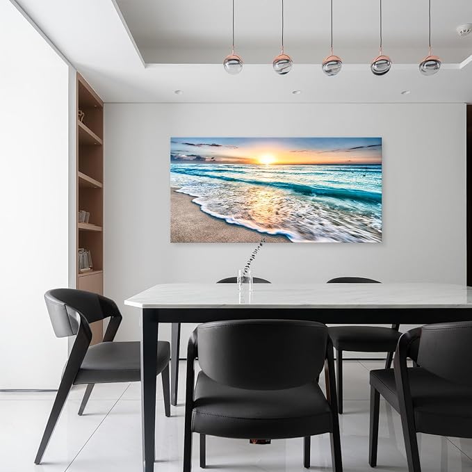 Baisuart S02298 Canvas Prints Wall Art Beach Sunset Ocean Waves Nature Pictures - Image 3
