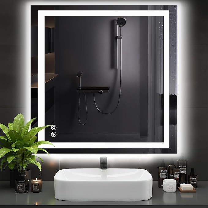 DUMOS 36.1"x36.1" LED Bathroom Mirror, Smart Anti-Fog Bathroom Vanity Mirror by DumosLifestyle