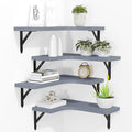 ROMGUAR CRAFT Corner Floating Shelves Wall Mounted Set of 4, Rustic Wood by ROMGUAR+CRAFT