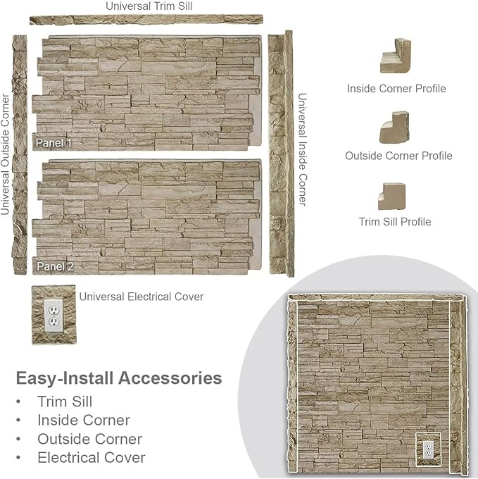 EverStone Acadia Ledge Faux Stone Panel, Autumn Bronze Color - Image 10