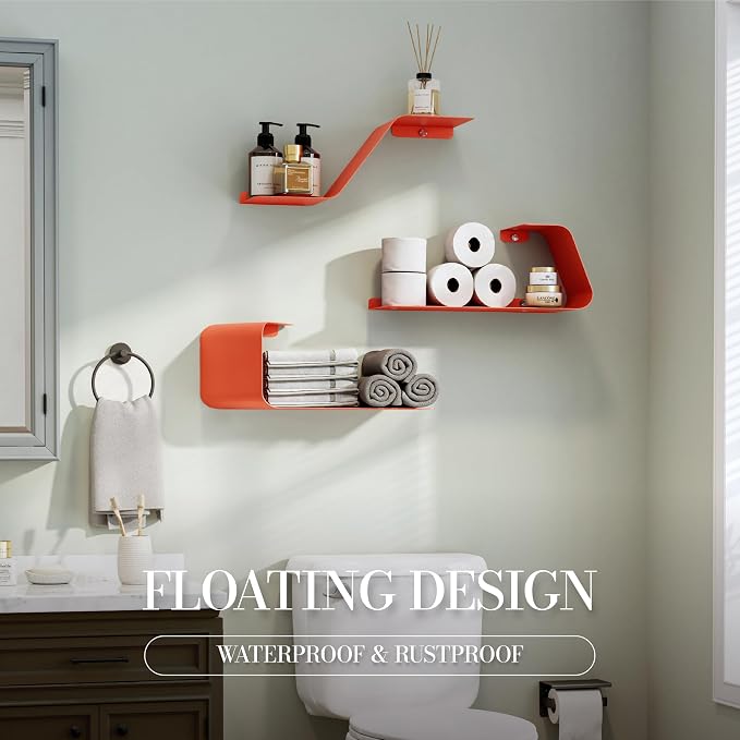 Sttoraboks Floating Wall Shelves Set of 3, Metal Mounted Shelf - Image 5