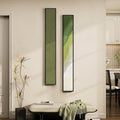 Long Narrow Framed Sage Green Vertical Abstract Wall Art Set, 2 Piece Modern by Cuspin