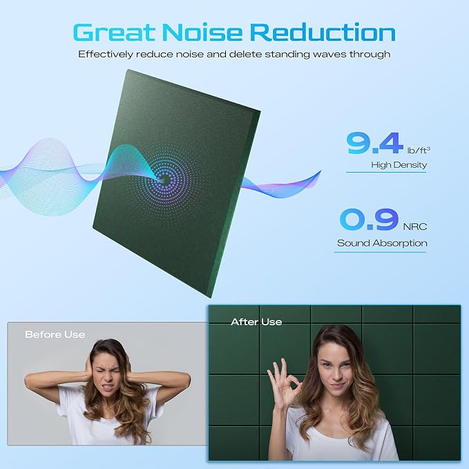12 Pack Self-Adhesive Acoustic Panels, Soundproof Wall Panels - Image 3