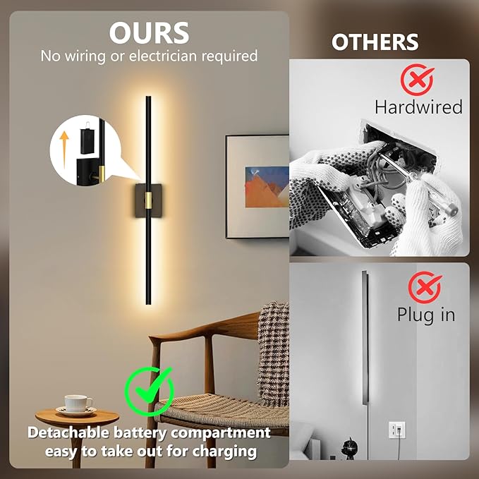 Rechargeable Wall Sconce Set of 2: 10000mAh Battery Operated Wall Sconce - Image 6