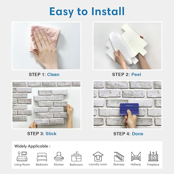 COMSTICKC 3D Faux Brick Wall Panel Peel and Stick, Small Size, Ultra-Light PVC - Image 9