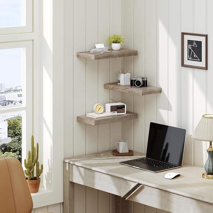 RALGEND Floating Shelves for Wall, 1.5" Thick Wall Shelf Set of 3 - Image 8